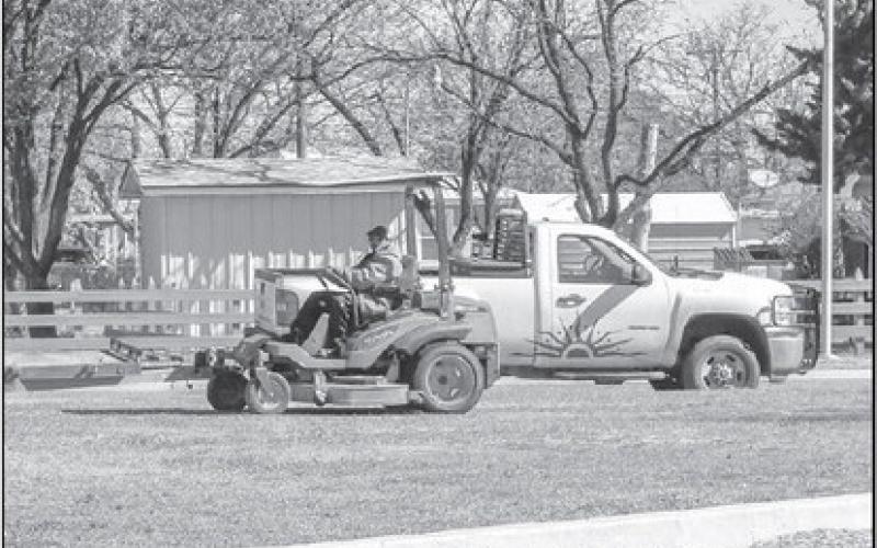 MOWING- After all the rain fall this week the City Of Levelland is keeping up with all the mowing in the Parks and recreation so that family’s and children can enjoy them.(Staff photo by Emily Campos)