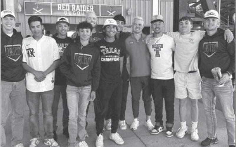 LOBO BASEBALL - The Levelland Lobo baseball team had fun connecting with South Plains College International students in a clinic where they taught them about the game of baseball. The guys finished the clinic by attending a Texas Tech Baseball Game. Pictured from left to right are: Anson mcmahan, Danny Ochoa, Jessiah Garcia, Tyler Pemberton, Noah Tienda,Charlie Romo, Rusty Johnson, Boston Winfield and Jake Potter. (Photo courtesy of Cristal Isaacks)