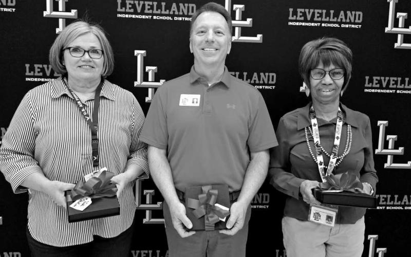 35 YEARS OF SERVICE - LISD recognized three staff members who have reached 35 years of commitment to the LISD. Pictured from left to right: Vicki Christian, Rodney Caddell and Margarett Lockett (Photo courtesy of Cristal Isaacks)