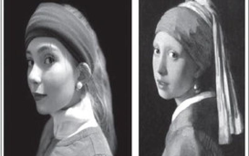RECREATING- LMS students in Ms. Leeann Jackson’s Art Classes were challenged to recreate famous paintings. Ms. Jackson says, “I’m so proud of their hard work!” LMS 6th grade student Hollyn Howard portraying the “Girls With The Pearl Earring,” by Johannes Vermeer. (Photo courtesy of Cristal Isaacks)