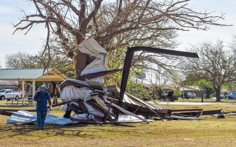 Cleanup crews and volunteers began working Wednesday morning to address much of the debris left from the storm the night before.
