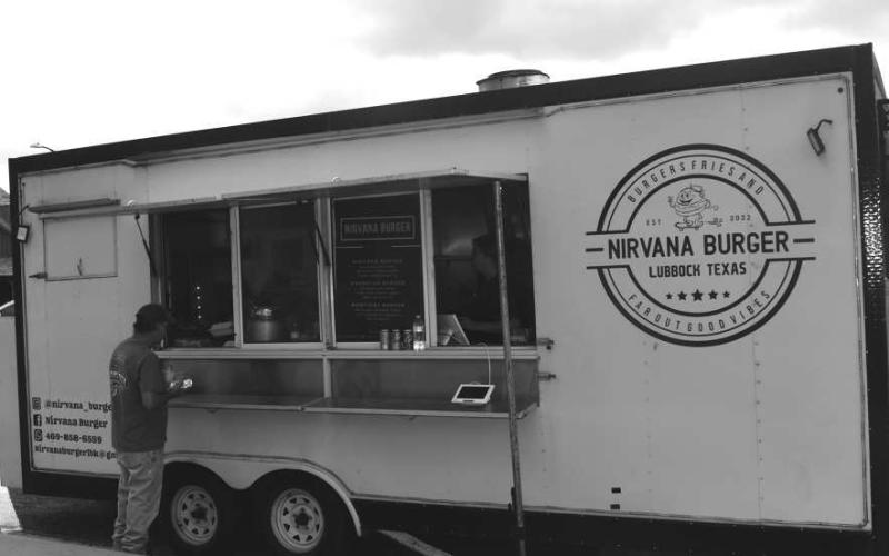 FOOD TRUCK- Nirvana Burger from Lubbock participated in the food truck Thursday at the Hockley County Court House square. ( Staff photo by Emily Campos)
