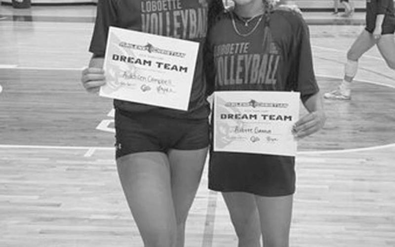 VOLLEYBALL AWARDS - LHS Volleyball Coach Whitney Gibson shares that her Loboettes just completed ACU Team Camp. Coach Gibson says, “It was fun to see the girls finally back on the court again. I’m glad they got a chance to get some work in and get better the last two days!” Levelland High School Seniors Addisen Campbell and Aubree Gaona made the Dream Team. (Photo courtesy of Levelland ISD)