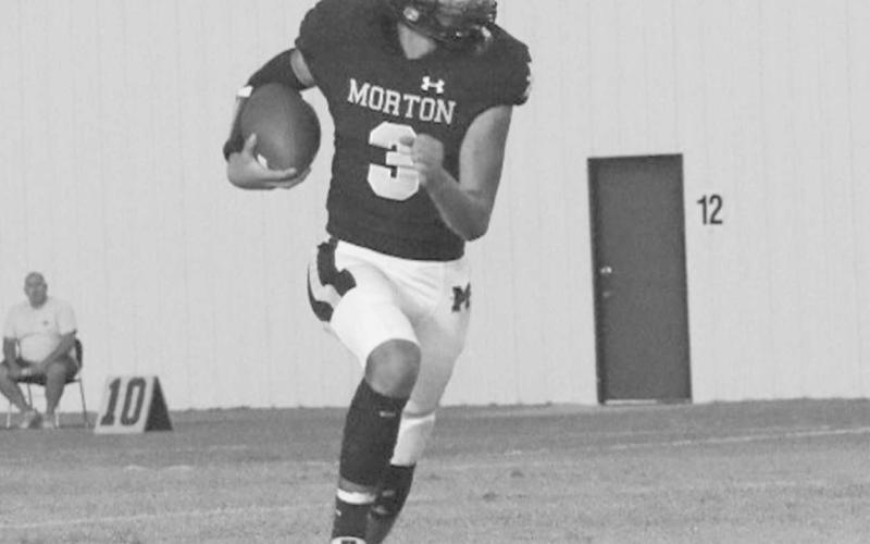 KICKOFF RETURN - Morton Indian E.J. Rivas returned the kickoff this past Thursday against the Crosbyton Chiefs at home during district play. (Staff photo by Aalijah Soliz)