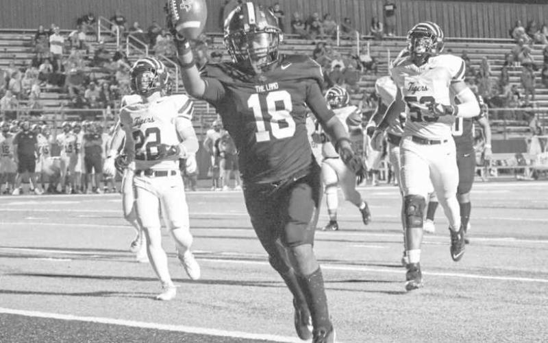 WALK IT IN - Levelland Lobo Noah Martin ran the ball into the endzone last Friday against the Snyder Tigers to put the final touches on the game. (Staff photo by Aalijah Soliz)