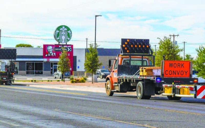 NEXT PHASE - With the roadwork completed between 13th Street and Clubview Drive, the next phase of the construction project to take place is between Dairy Queen and McDonalds. Traffic will be diverted to the west side of the road while crews work on the east side. (Staff photo by Evin Thomas)
