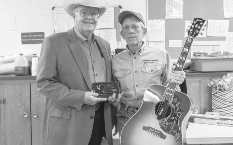 44 YEARS OF SERVICE--Aaron Smith retired from Lyntegar Electric after 44 years of service. Pictured from Left to right are Greg Henley, CEO of Lyntegar Electric and Aaron Smith. (Submitted photo).