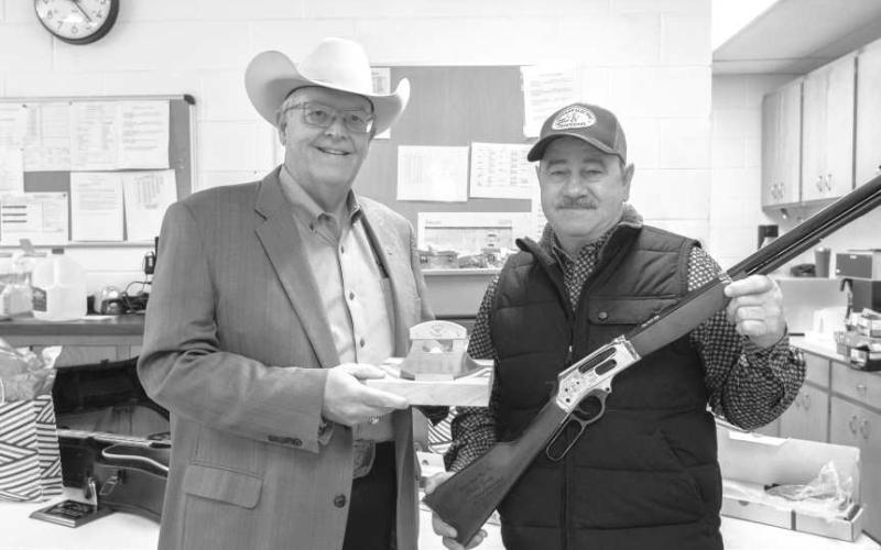 44 YEARS OF SERVICE--Lyntegar Electric held a retirement celebration last week. Roddy Gandy retired after 44 years of service with the company. Pictured are Lyntegar Electric CEO, Greg Henley and Roddy Gandy. (Submitted photo).