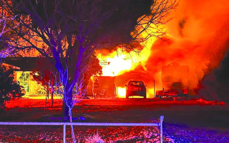 STRUCTURE FIRE - The Levelland Fire Department (LFD) responded to a structure fire located in the 1800 block of north U.S. Highway 385. Mutual aid requests were sent to Littlefield VFD, Smyer VFD and Sundown VFD. Additional details have not been made available at the time of publishing. (Photo courtesy of the Levelland Fire Department)