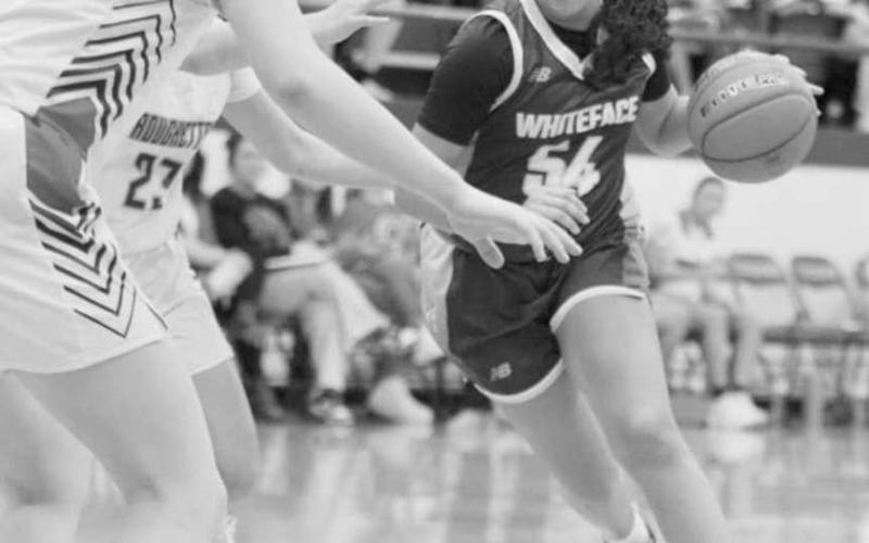 HARD DRIVE - Whiteface Lady Lope Tymmyah Olenga drove into the paint against the Sundown Roughettes this past Tuesday night on the road. (Photo courtesy of Holly Crutcher)