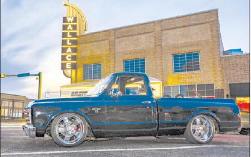 CRUISE WINNER - Pictured is a Chevy C10 driven by Raul and Chrisann Orosco after receiving an award during the Thunder on the Plains Cruise. Several cruise participants were chosen by the Thunder on the Plains Committee for awards. (Photo courtesy of J. Conrad Photography)