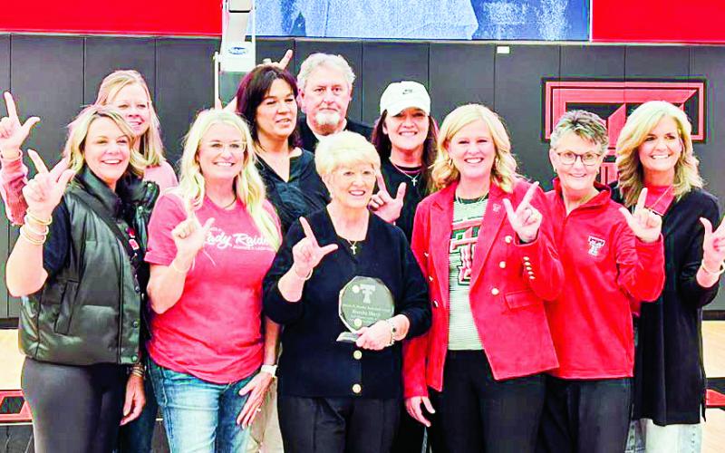 1993 NATIONAL CHAMPIONS - Levelland's own Terri White was inducted into the Texas Tech Ring of Honor this past weekend as a part of the 1993 Lady Raiders National Championship team. White served as a Graduate Assistant Coach on the team. Pictured on the front row is Melinda Schmucker Pharies, Stephanie Scott Rathael, Coach Marsha Sharp, Terri Meyer White, Vicki McKenzie and Krista Kirkland Gerlich. Pictured on the back row is Janice Farris Legan, Cynthia Clinger Kinghorn, Linden Weese and Kim Pruitt Wilson.