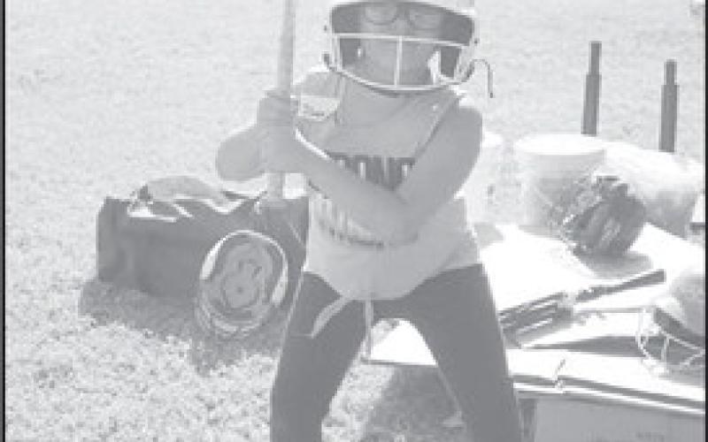 AT THE READY- Isabella Castillo was getting ready to swing at the ball and get her fundamentals down. (Staff Photo by Aalijah Soliz)