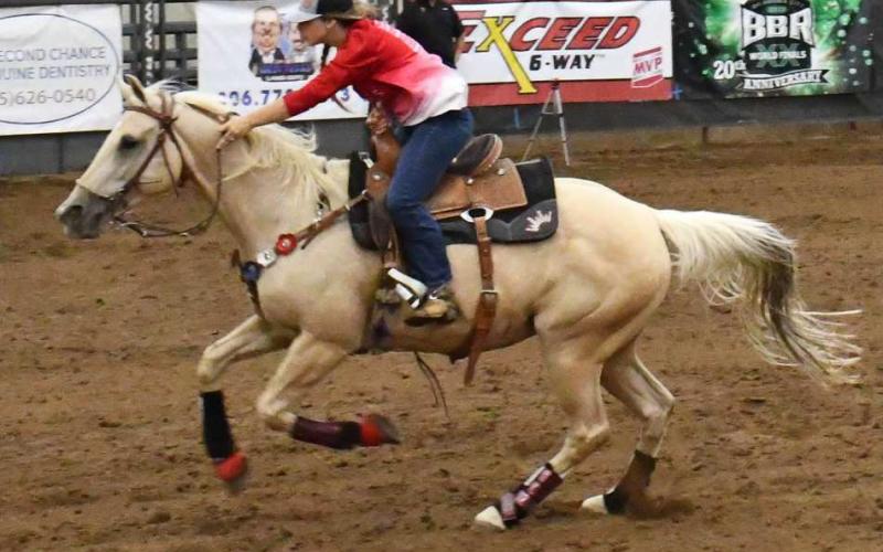 READY SET GO - The Mallet Event Center and Arena hosted The Betty’s (Too Hot To Handle) barrel race competition on Saturday. Charlie Cooper is one of the participants riding in the competitive 300 participant event.The Mallet Arena stays very busy in the summer as there are many events held in their available spaces. All events can be found on their website in the event calender. (Staff photo by Emily Campos)