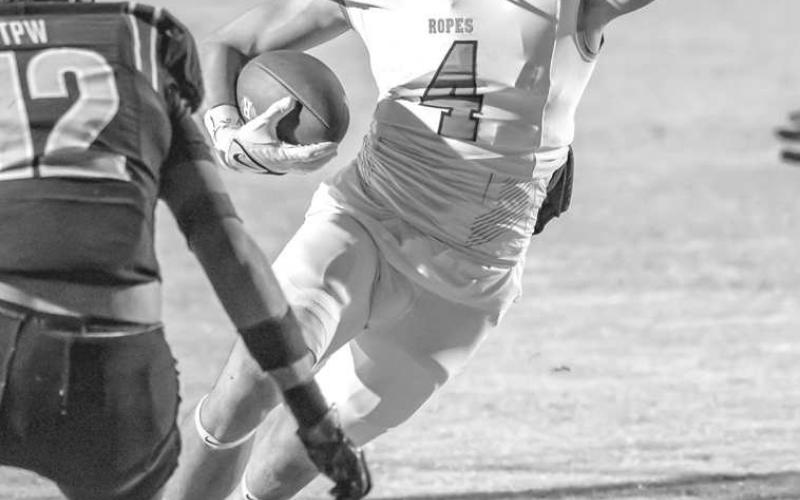 JUKED OUT - Ropes running back Bregg Feldman had a fun time against the Plains defense as he was able to punch in two touchdowns on the night last Friday. (Photo courtesy of Donovan Martin)