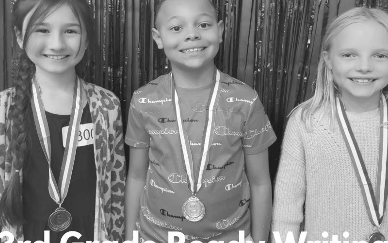 3RD GRADE READY WRITING WINNERS - 1st place Blake Slaughter, 2nd place Ceasar Chavez and 3rd place Gisselle Cotter. (Photo courtesy of Cristal Isaacks)