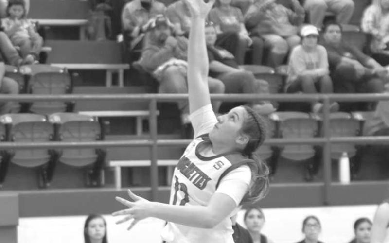 EASY TWO- Roughette Kadence Loftin put in a lay-up for two points during the team’s season opener in Sundown. The Roughettes defeated Floydada, 49-36. Sundown will face Denver City on the road, Tuesday, November 15th. (Photo Courtesy of Chris Bratcher)