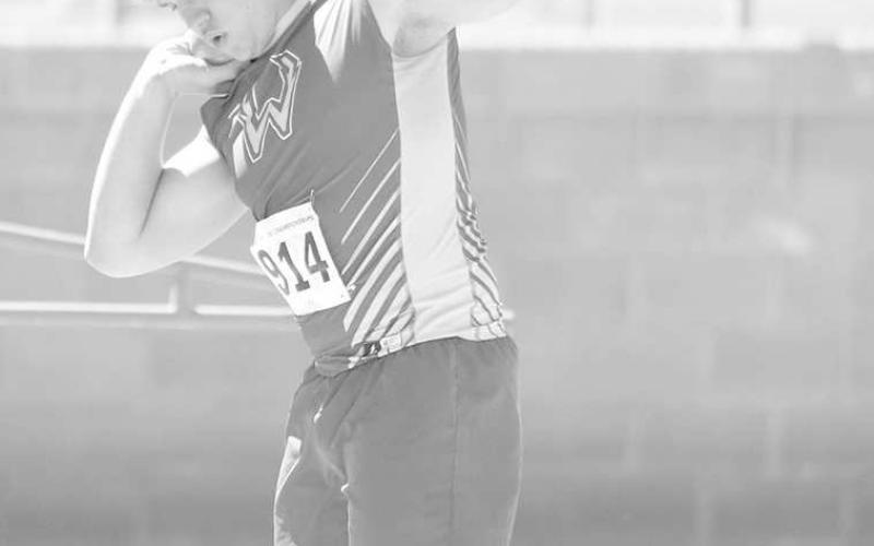 ANTELOPE SHOT PUT- Whiteface High School athletes competed at the regional track meet earlier. Antelope Brighton Scoggins placed fourth in the shot out with a throw of 42’10.00'. (Photo Courtesy of Holly Crutcher)