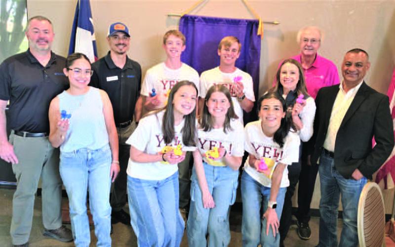 DUCKPLUCK-- The Noon Rotary welcomed YELL officers and purchased 100 ducks for the upcoming YELL DuckPluck. Proceeds will go directly to the YELL Scholarship Fund to help our students continue their success beyond high school. (Levelland ISD photo)