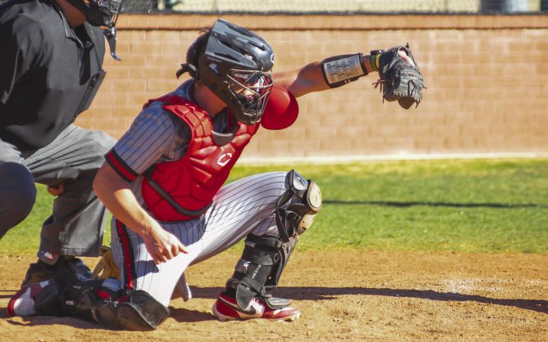 STRIKE - Levelland Lobo Rusty Johnson got ready at the mound during the team’s game against the Perryton Rangers this past Friday for their regular season game. (Staff photo by Dom Puente)