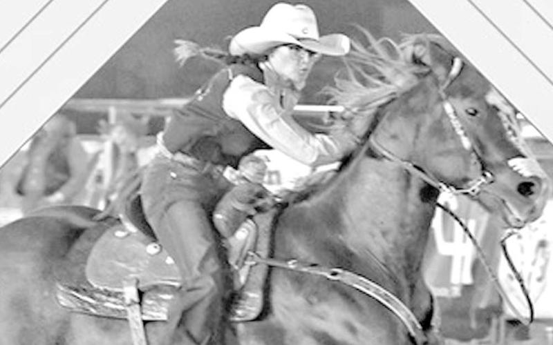 ALL AROUND WINNER- Emery Mask won the women’s all-around title as the South Plains College women’s rodeo team moved into second place in the Southwest region standings with a second place team finish Saturday at the Howard College Rodeo. The Lady Texans tallied 230 points over the weekend, giving SPC 1,202 points on the season, a 92 point lead over Cisco, who is third in the region with 1,110 points. (Photo Courtesy of Jordan Irvine)