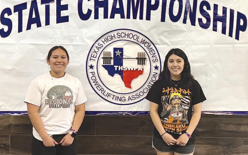STATE- Girls Powerlifting Coach Mike Brogden shares that Malaya Tienda and Kadi Salinas competed at the Texas State Powerlifting Meet over spring break. Malaya finished 10th and Kadi finished eighth. They both set several personal records. (Photo Courtesy of Cristal Isaacks)