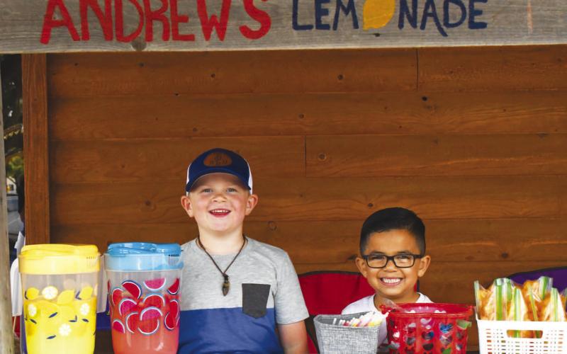LEMONADE DAY - Andrew’s Lemonade stand during the First Saturday Shop the Square and Lemonade Day on the downtown Levelland square June 3. My Main Squeeze lemonade stand won Best Tasting Lemonade and received $200 downtown dollars. L&amp;amp;L’s lemonade stand won Best Decorated and $100 downtown dollars. (Staff photo by Victoria Byrnes)