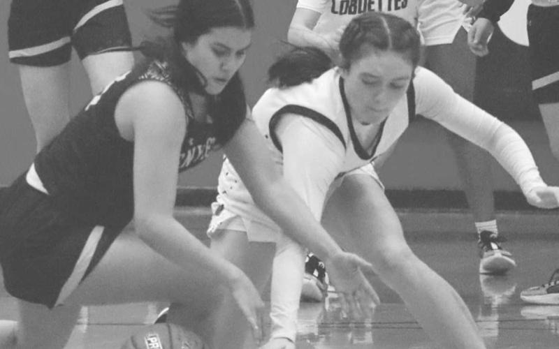 TURNOVER - Levelland Loboette Presley Smith forced a turnover during the teams contest against the Snyder Tigers this past Friday in the teams win. (Staff photo by Aalijah Soliz)