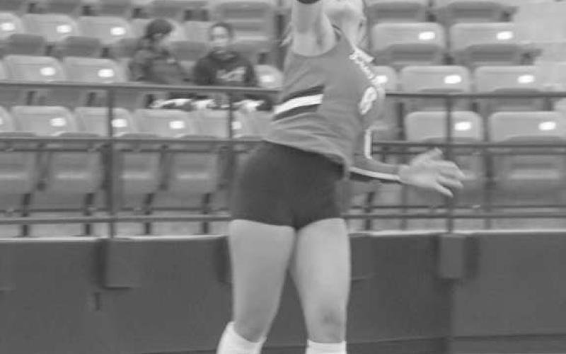 SERVE - Hailiee Estrada served the ball during the team’s game this past Tuesday against the Brownfield Lady Cubs on the road. (Staff photo by Aalijah Soliz)