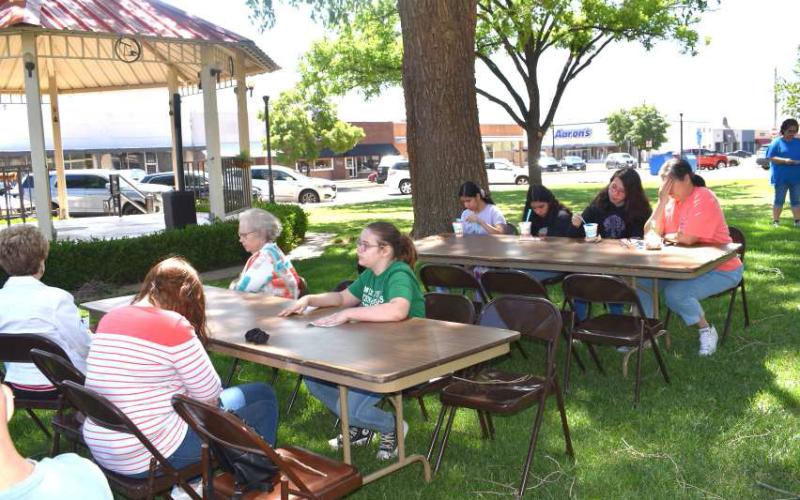 NATIONAL DAY OF PRAYERn - Levelland Ministerial Alliance Hosted the National Day Of Prayer On Thursday May 2, at the Levelland court house in the gazebo on the cout house lawn. In photo the community come together to honor the day of prayer.(Staff photo by Emily Campos)