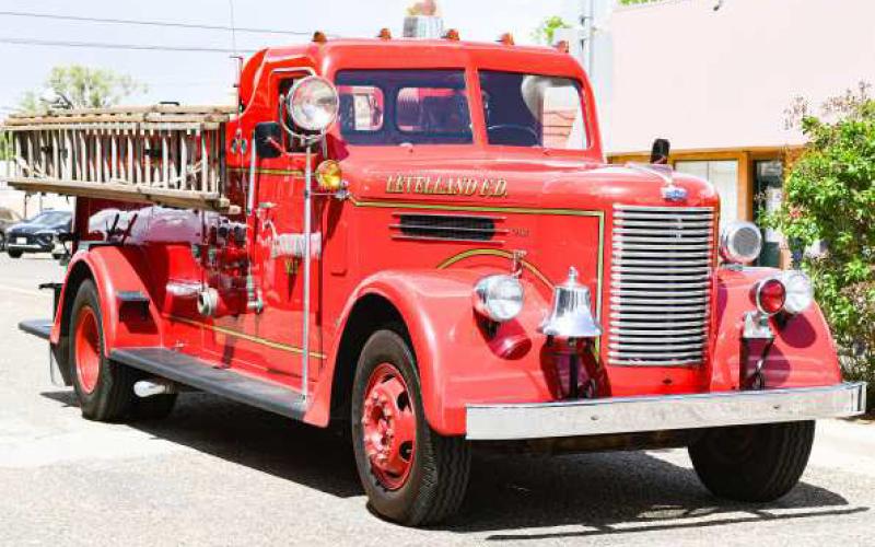 The Levelland Fire Department displayed a historic fire truck this past Sunday at the Levelland 100 year celebration. A parade featuring several entries kicked off the festivities. (Staff photo by Jentezen Smith)