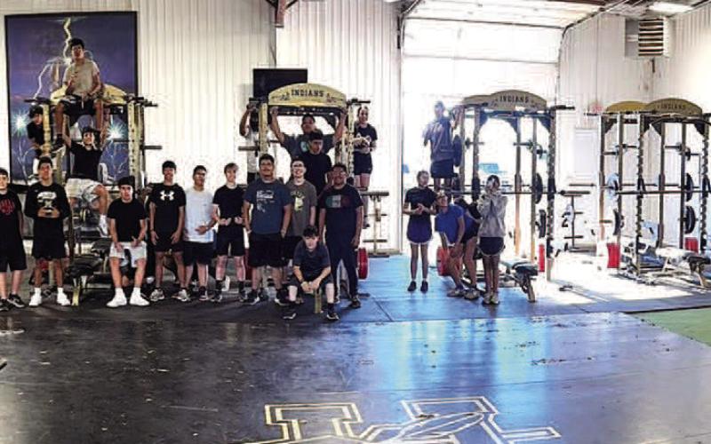 MORTON ISD WEIGHT ROOM – The Morton ISD school board and administration approved purchasing new glute/ ham machines, sleds, dumbbells and racks, medicine balls and hex bars for the school weight room. Students and coaching staff worked side by side to move everything out, clean and reorganize and mount a new TV. (Morton ISD photo)