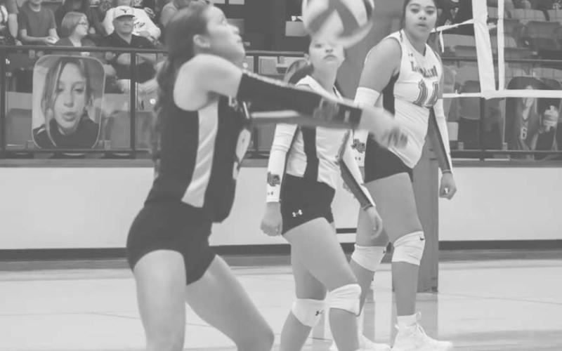 POP UP - Levelland Loboette Aubree Gaona popped the ball up to her teammates during the team’s last game of the season against the Graham Lady Steers. (Staff photo by Aalijah Soliz)