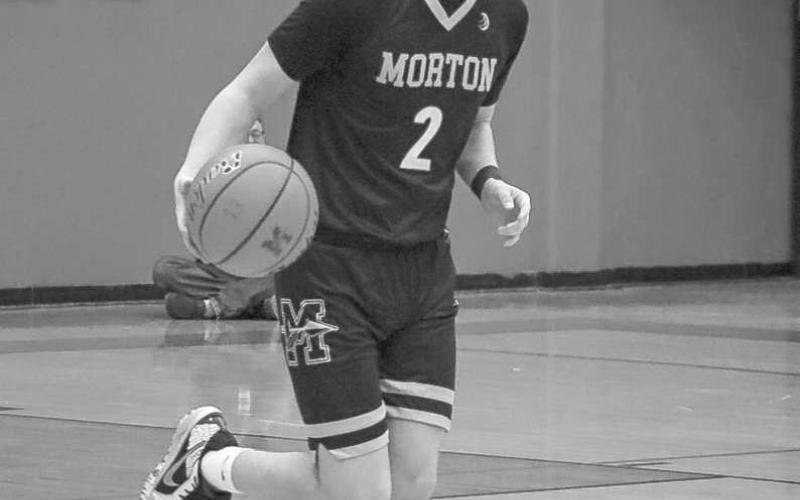 GAME TIME - Morton Indian Lane Lyon brought the ball up to start the game against New Home in their final game of the year at Levelland High School. (Staff photo by Aalijah Soliz)
