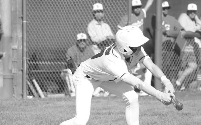 BUNT - Smyer Bobcat Skylar Pond got ready to bunt the ball during the team’s contest against the Sundown Roughnecks this past Monday at home. (Staff photo by Aalijah Soliz)