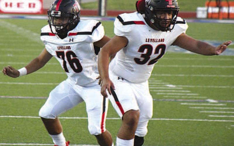 LEVELLANDBLOCKERS- LevellandlinemenRobertPinaandAiden Herrera waited for incoming rushers on an extra point attempt. The Levelland Lobos fell to 0-3 after a Thursday loss against the Lubbock High Westerners 21-14 on the road in Lubbock. The Lobos will welcome the Estacado Matadors in to town for homecoming next Friday. (Staff Photo by Dom Puente)