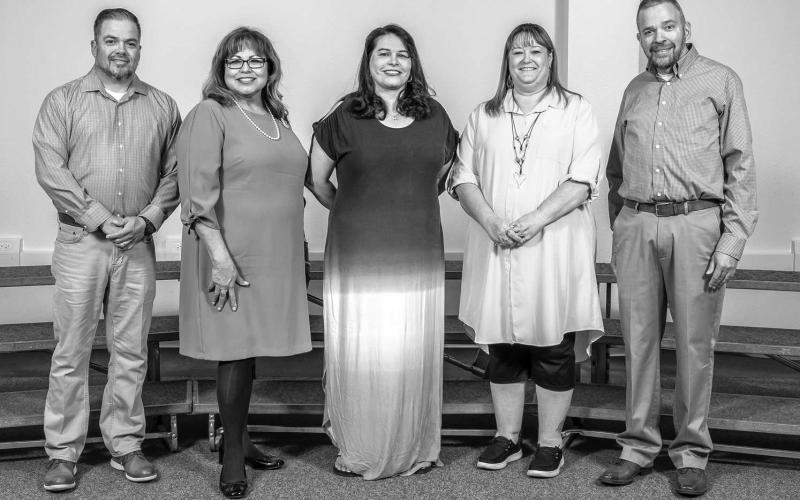 25 YEARS OF SERVICE AWARD - South Plains College (SPC) announced their employee service awards during their 2025 Employee Banquet on May 8. The recipients of the 25-Years of Service Award pictured from the left are: David Gonzales, Maria Strong, Shirley Davis, Carol McDonald and John Heh. Not pictured is Sammy Perez. (SPC Photo)