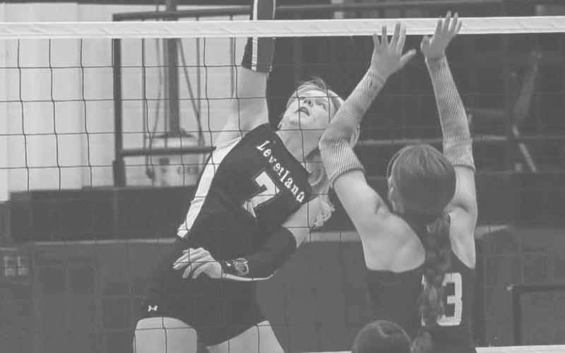 FAST SPIKE - Levelland Loboette Addisen Campbell spiked the ball during the team’s contest against the Littlefield Lady Cats this past Tuesday at home. (Staff photo by Aalijah Soliz)