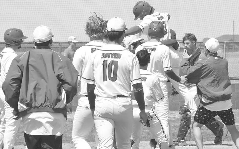 BIG WIN- The Smyer Bobcats celebrated 7-6 win over the Sundown Roughnecks from a three RBI walk-off single by Kaden Price in the bottom of the seventh inning in UIL District 4-2A high school baseball action last Friday. Smyer will be in Post on Saturday while Sundown will host Tahoka. Both games are a 11 a.m. (Photo Courtesy of Jay Kelley)