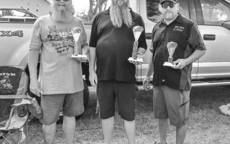 FENDER STREET ROD – In the Fender Hot/Street Rods Class, Scott Feazell placed first with a 1926 Essex Super 6, Dewayne Hart placed second with a 1939 Ford Deluxe Convertable and James Salas placed third with a 1930 Ford Coupe. (Staff photo by Ada Niederhauser)