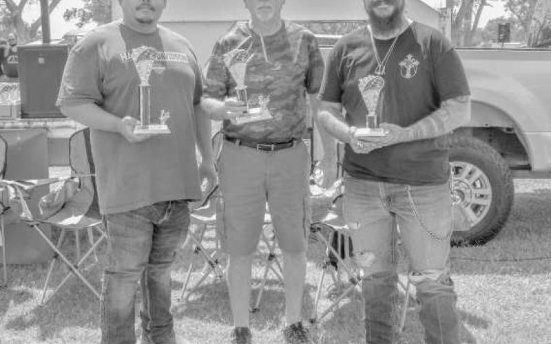 CUSTOM MOTORCYCLES – In the Custom Motorcycles Class, Hernandez placed first with his 2006 Electra Glide, Bob Mears placed second with his 1973 Z1 and Bryce Hinson earned third place with his 1990 Harley Sportster (Staff photo by Ada Niederhauser)