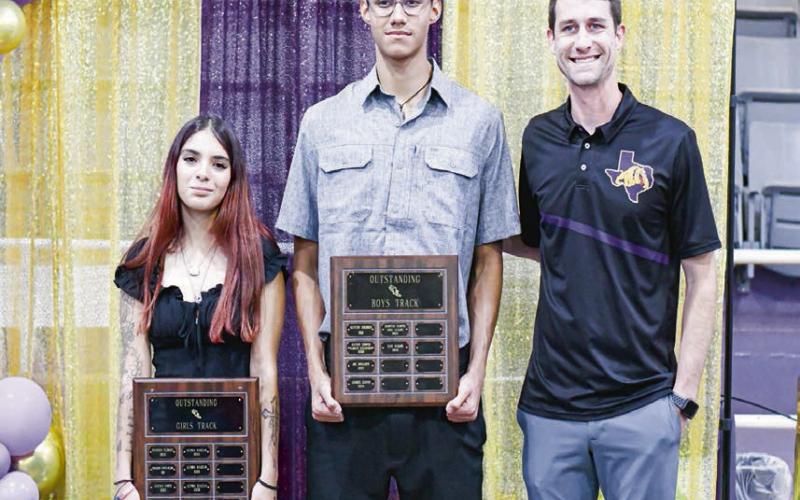 TRACK &amp;amp; FIELD AWARDS - Outstanding Girl Athlete: Alyssa Mancias and Outstanding Boy Athlete: Xavi Avalos. (Staff photo by Jentezen Smith)