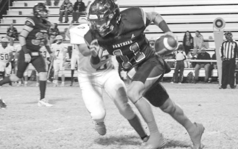 STRONG RUNNING - Whitharral Panther Jack Griffin ran strong against the Bulldogs this past Friday night at home during the team’s district game. Griffin ran for 45 yards on the night along with two rushing touchdowns on the night.