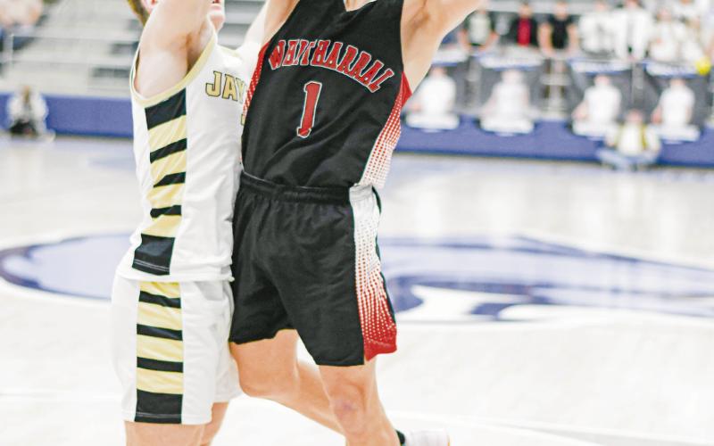 FIGHT THROUGH CONTACT - Whitharral Panther Damian Rodriguez fights through contact to try and score during their playoff game against Jayton this past Monday night at Frenship Memorial High School. (Staff photo by Jentezen Smith)