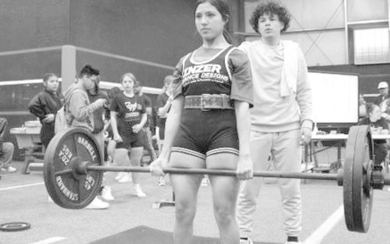 STATE BOUND- Sundown has two state qualifiers in girls powerlifting. Congratulations to Jaelin Wylie and Ariel Hernandez for qualifying for the Texas State Powerlifting Meet. Both Jaelin and Ariel had to pull a PR (personal best) on deadlift to qualify. Ariel pulled 300 lbs to hit the qualifying total in her respective weight class. (Photo Courtesy of Sundown ISD)