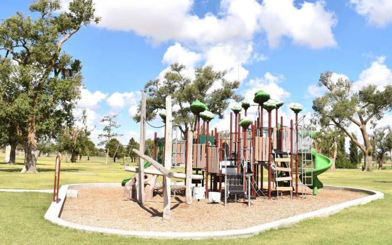LEVELLAND CITY PARK – The City Park has three pavilions available for reservations, each with a playground and other amenities nearby. (Staff photo by Ada Niederhauser)