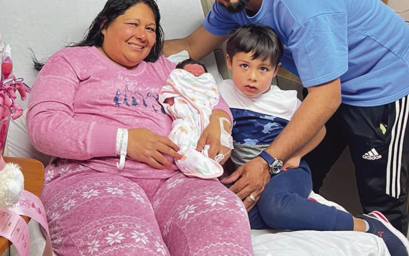 FIRST NEW BORN! - Julio and Amanda Gomez welcomed Sadeli Rosa Jadassah Gomez into the world January 2, 2023, at the Covenant Hospital in Levelland. Sadeli was born at 1:39 p.m. and weighed seven pounds and 12 ounces and was 19 inches tall. She is now the youngest of two sibilings, Serenity Faviana Gonzales and Jaico Matias Gomez. Her grandparents are Ignacio and Rosa Gomez and Fabian and Adelina Gonzales. (Photo Courtesy of Covenant Levelland)