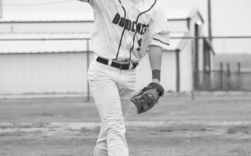 STRIKE - Smyer Bobcat pitcher Kaden Price struck out an Post Antelope this past Friday at home for their UIL District Baseball matchup. Price gave up five hits and two runs over five innings while striking out five and walking two players. (Staff photo by Aalijah Soliz)