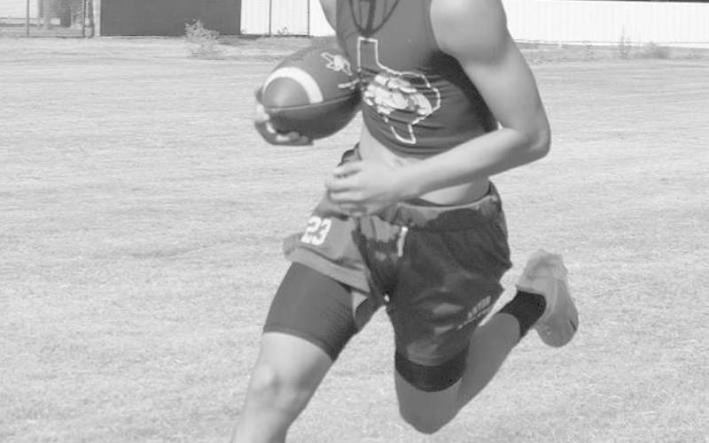 SPRINTS - Anton athlete Castillo sprinted during practice to stay in shape. (Staff photo by Aalijah Soliz)