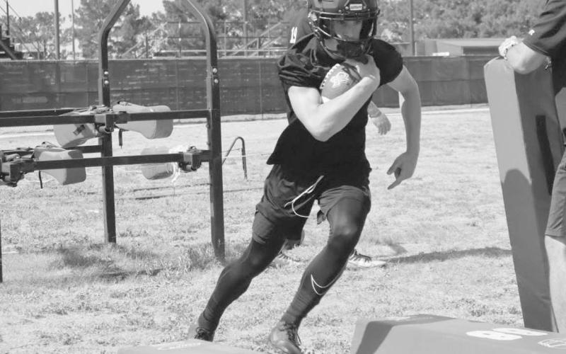 REACTION - Levelland running back and safety Ben Alvarado ran through the drills Assistant Coach Chris Portwood set out. (Staff photo by Aalijah Soliz)